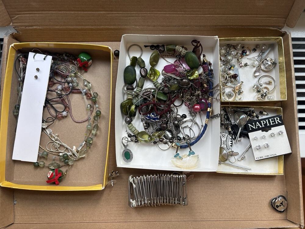Vintage Misc Rhinestone Bead Necklace Pendant Earring Jewelry Lot